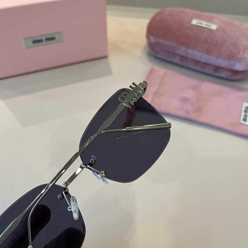 Miu Miu Lightweight Rimless Silver Lens Sunglasses for Women - 372414 - detail image 6