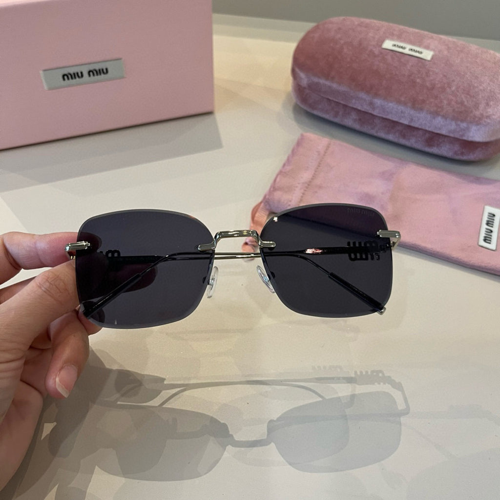 Miu Miu Lightweight Rimless Silver Lens Sunglasses for Women - 372414 - detail image 4