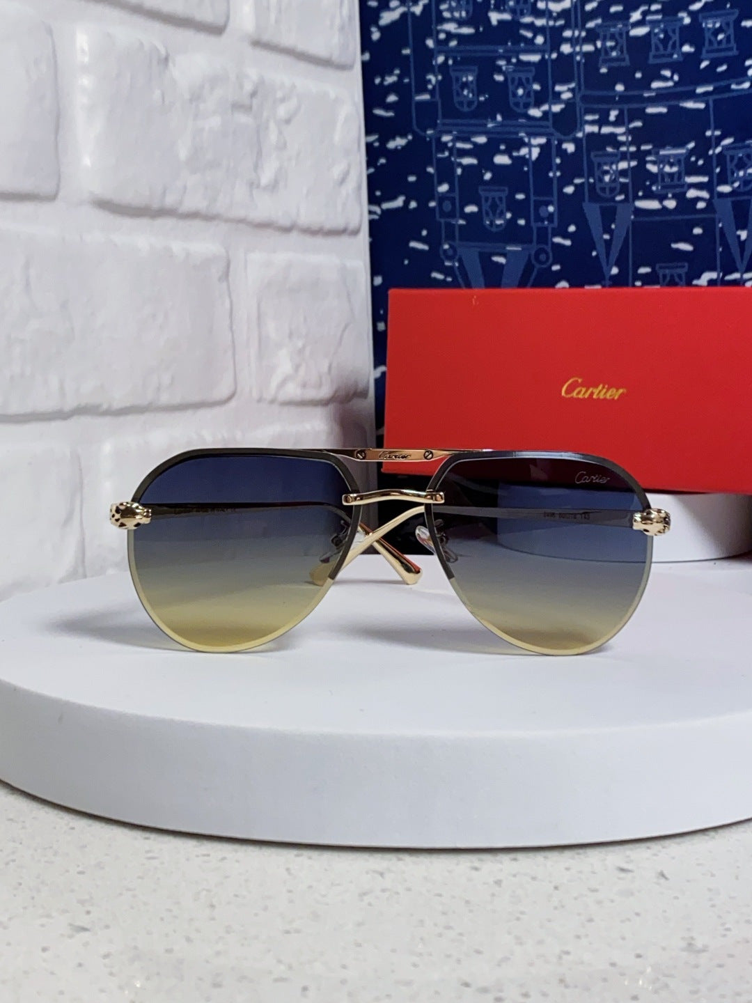 Cartier Metal Round Brown Lens Sunglasses for Men & Women - 358534 - detail image 2