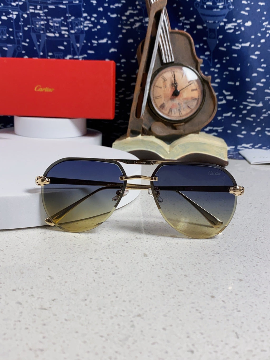 Cartier Metal Round Brown Lens Sunglasses for Men & Women - 358534 - detail image 9