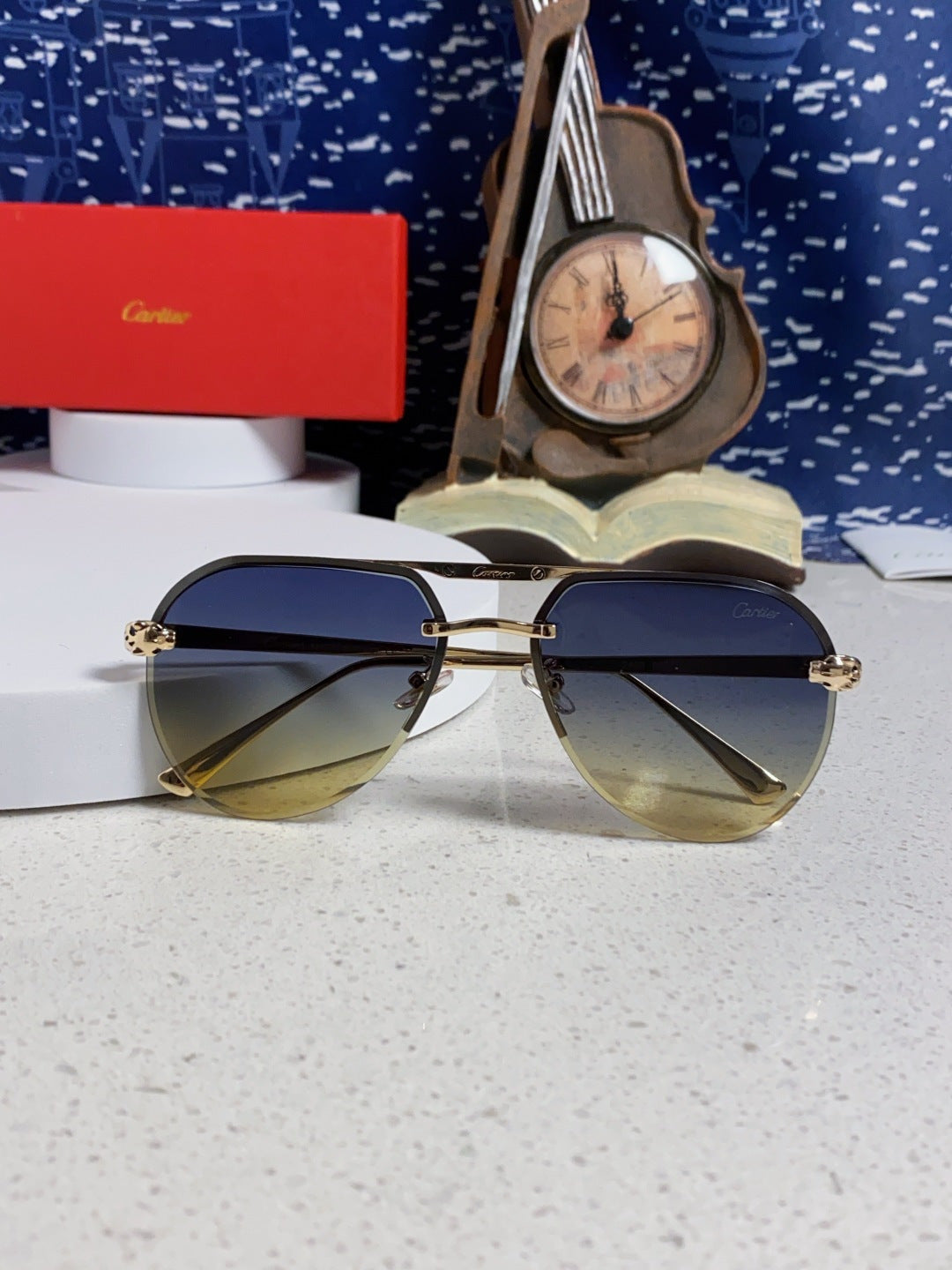 Cartier Metal Round Brown Lens Sunglasses for Men & Women - 358534 - detail image 9