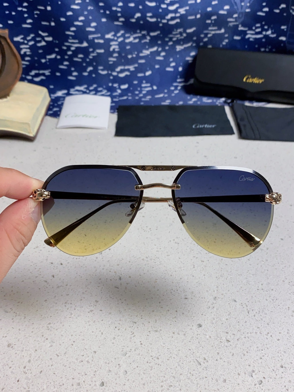 Cartier Metal Round Brown Lens Sunglasses for Men & Women - 358534 - detail image 4