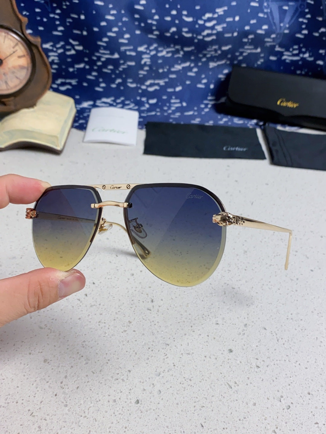 Cartier Metal Round Brown Lens Sunglasses for Men & Women - 358534 - detail image 6