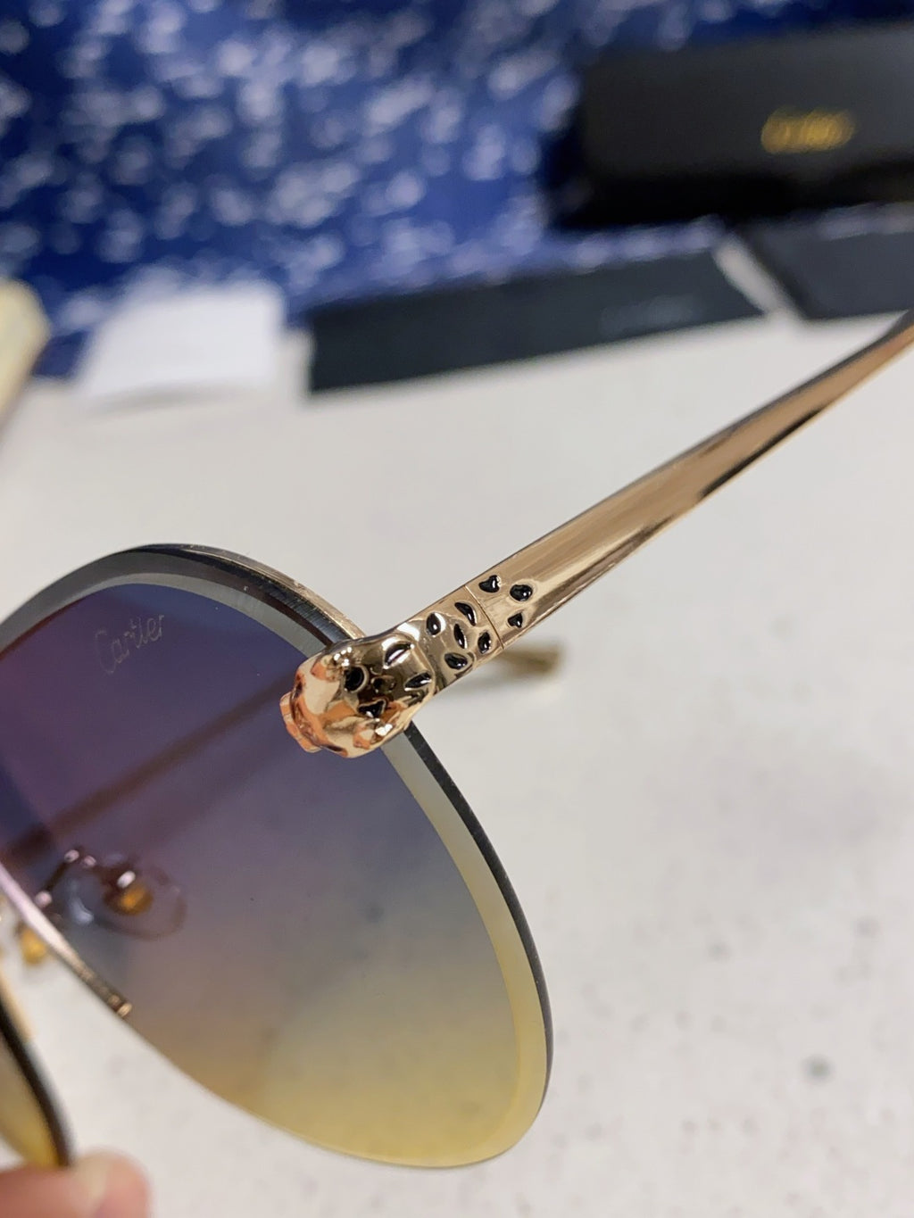 Cartier Metal Round Brown Lens Sunglasses for Men & Women - 358534 - detail image 7