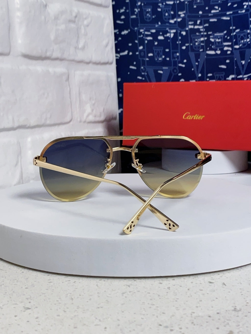 Cartier Metal Round Brown Lens Sunglasses for Men & Women - 358534 - detail image 3