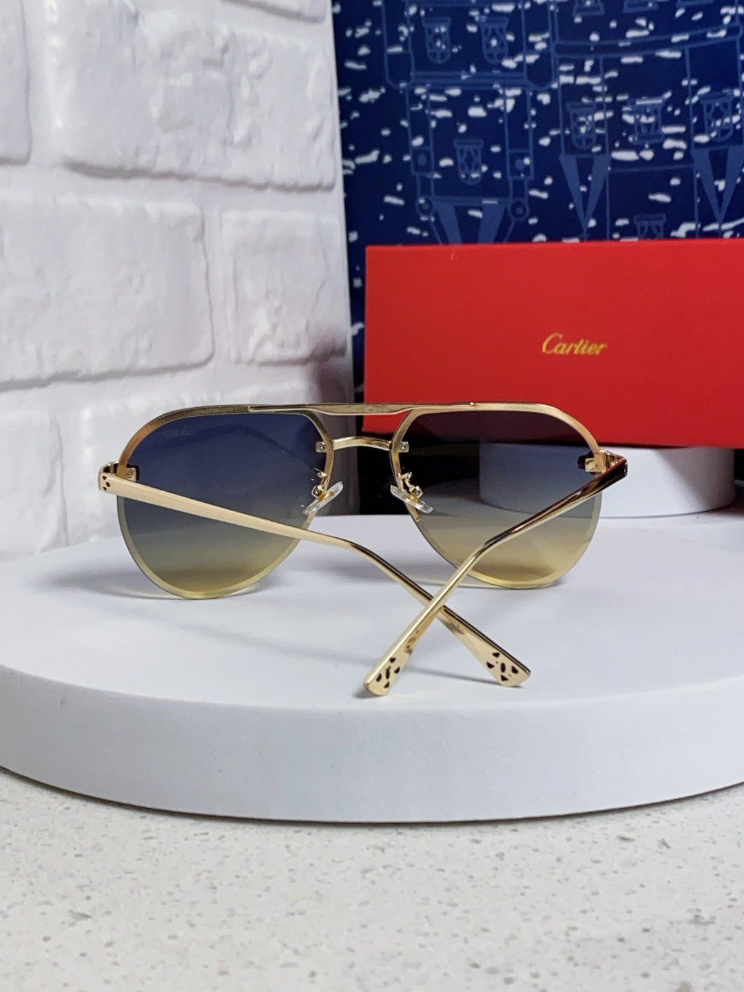 Cartier Metal Round Brown Lens Sunglasses for Men & Women - 358534 - detail image 3