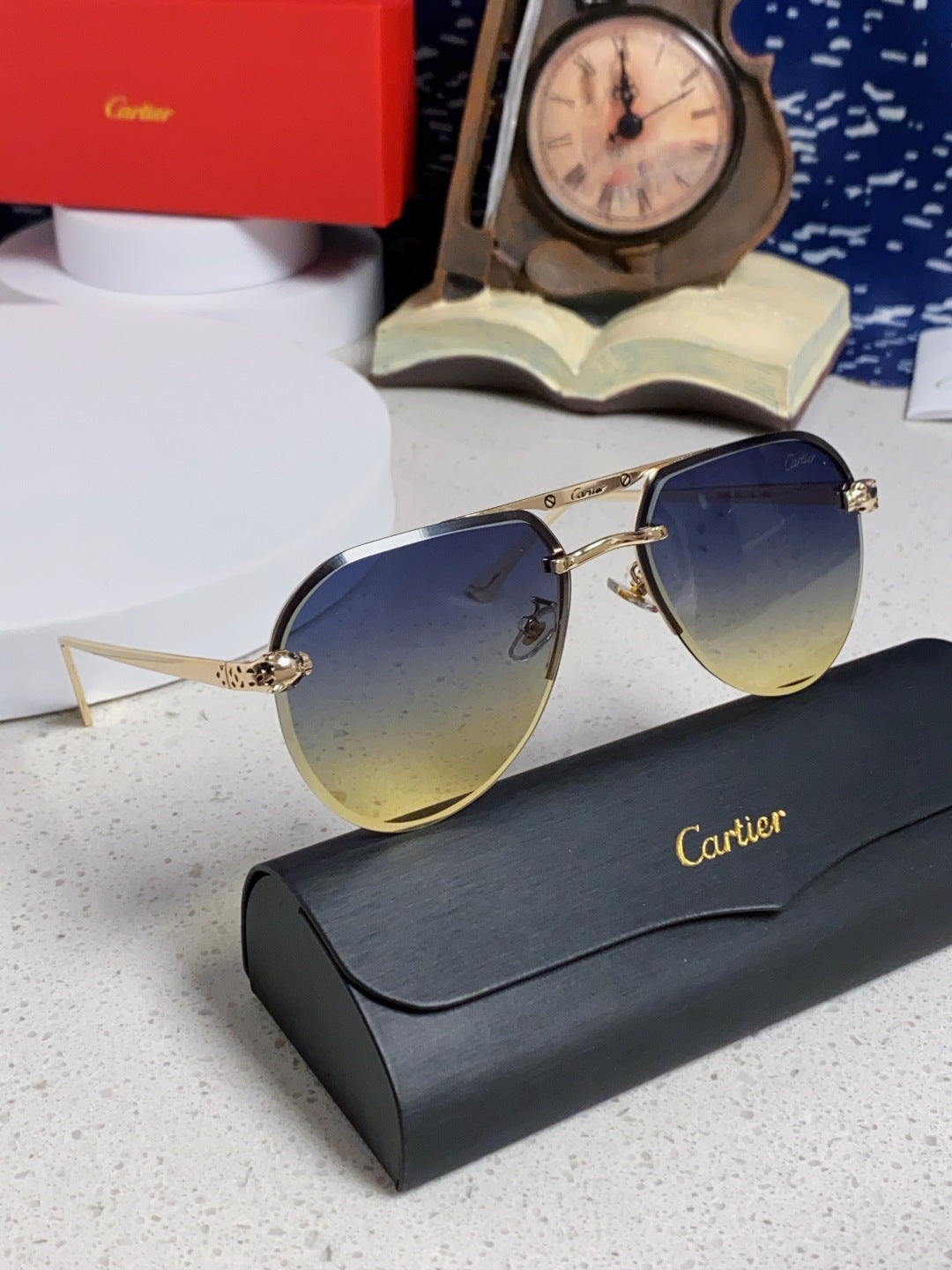 Cartier Metal Round Brown Lens Sunglasses for Men & Women - 358534 - detail image 10