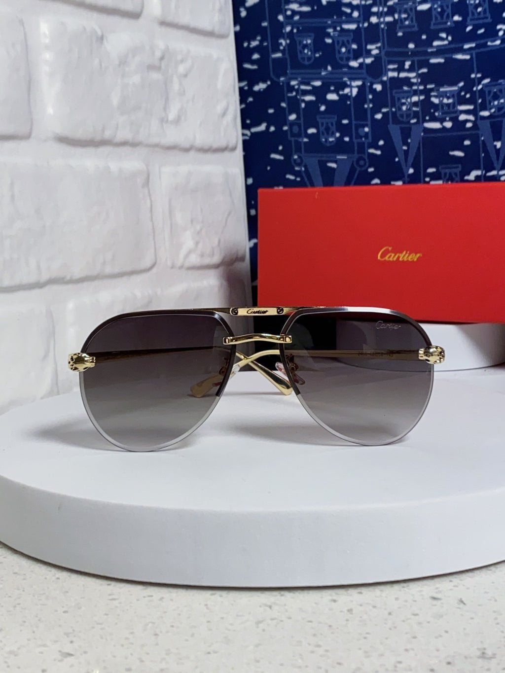 Cartier Metal Round Silver Lens Sunglasses for Men & Women - 358535 - detail image 2