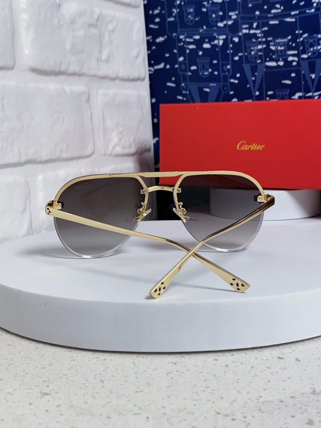 Cartier Metal Round Silver Lens Sunglasses for Men & Women - 358535 - detail image 3