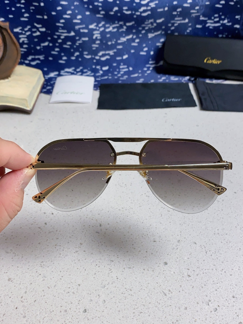 Cartier Metal Round Silver Lens Sunglasses for Men & Women - 358535 - detail image 5