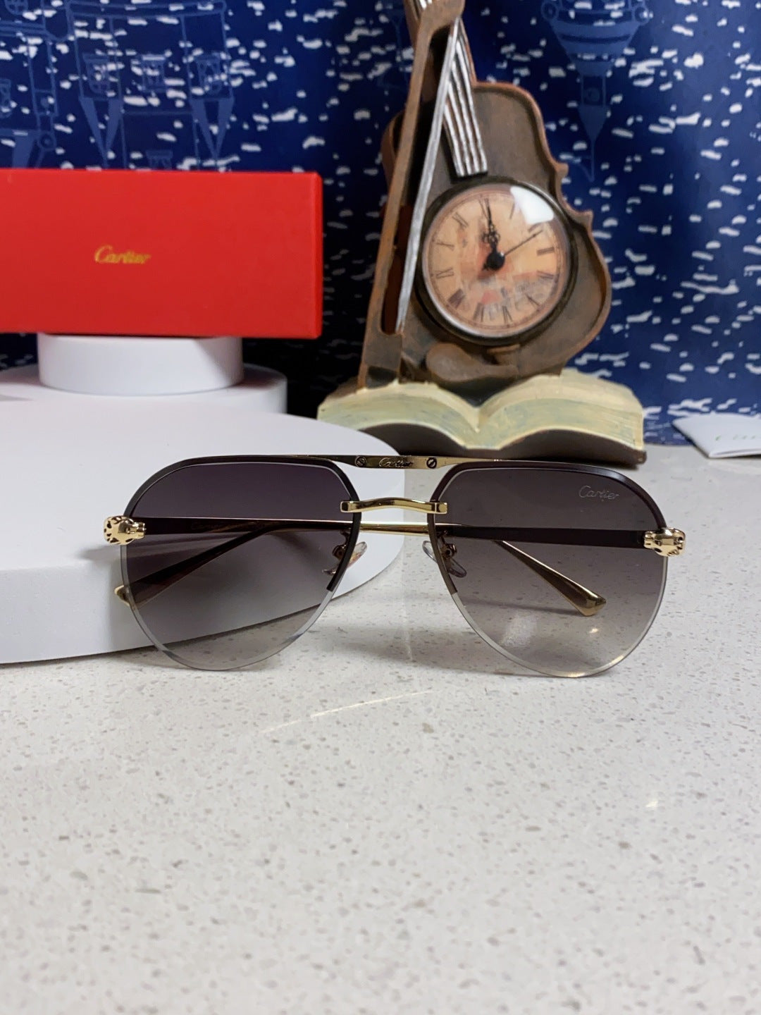 Cartier Metal Round Silver Lens Sunglasses for Men & Women - 358535 - detail image 9