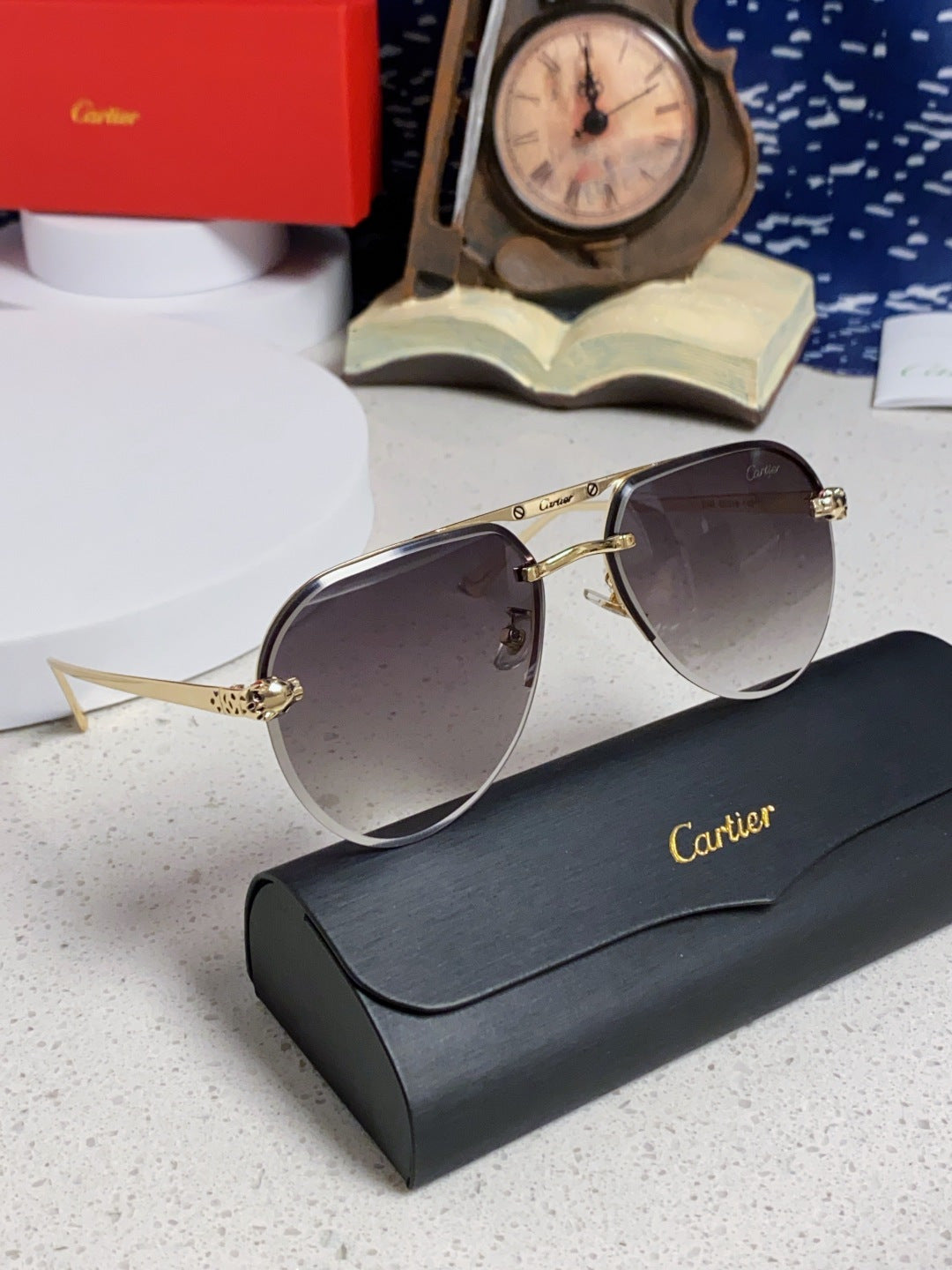 Cartier Metal Round Silver Lens Sunglasses for Men & Women - 358535 - detail image 10