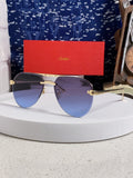 Cartier Metal Round Blue Lens Sunglasses for Men & Women