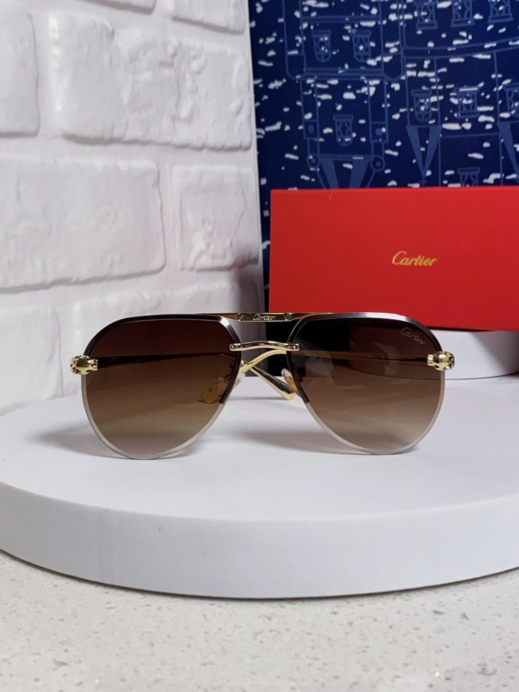 Cartier Metal Round Red Lens Sunglasses for Men & Women - detail image 2