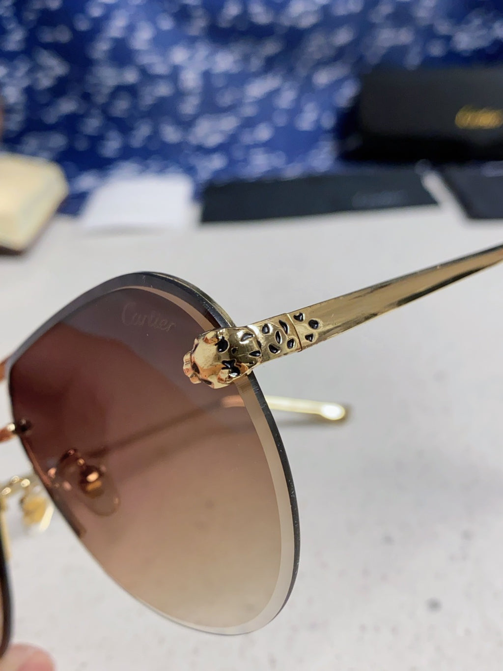 Cartier Metal Round Red Lens Sunglasses for Men & Women - detail image 7