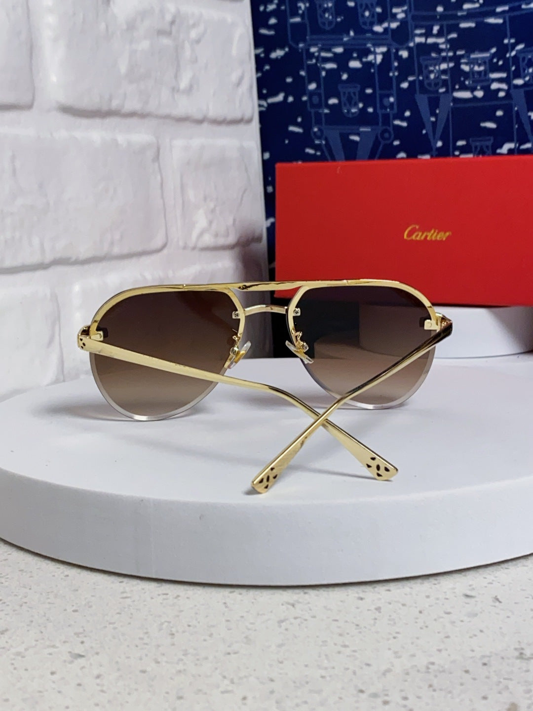 Cartier Metal Round Red Lens Sunglasses for Men & Women - detail image 3