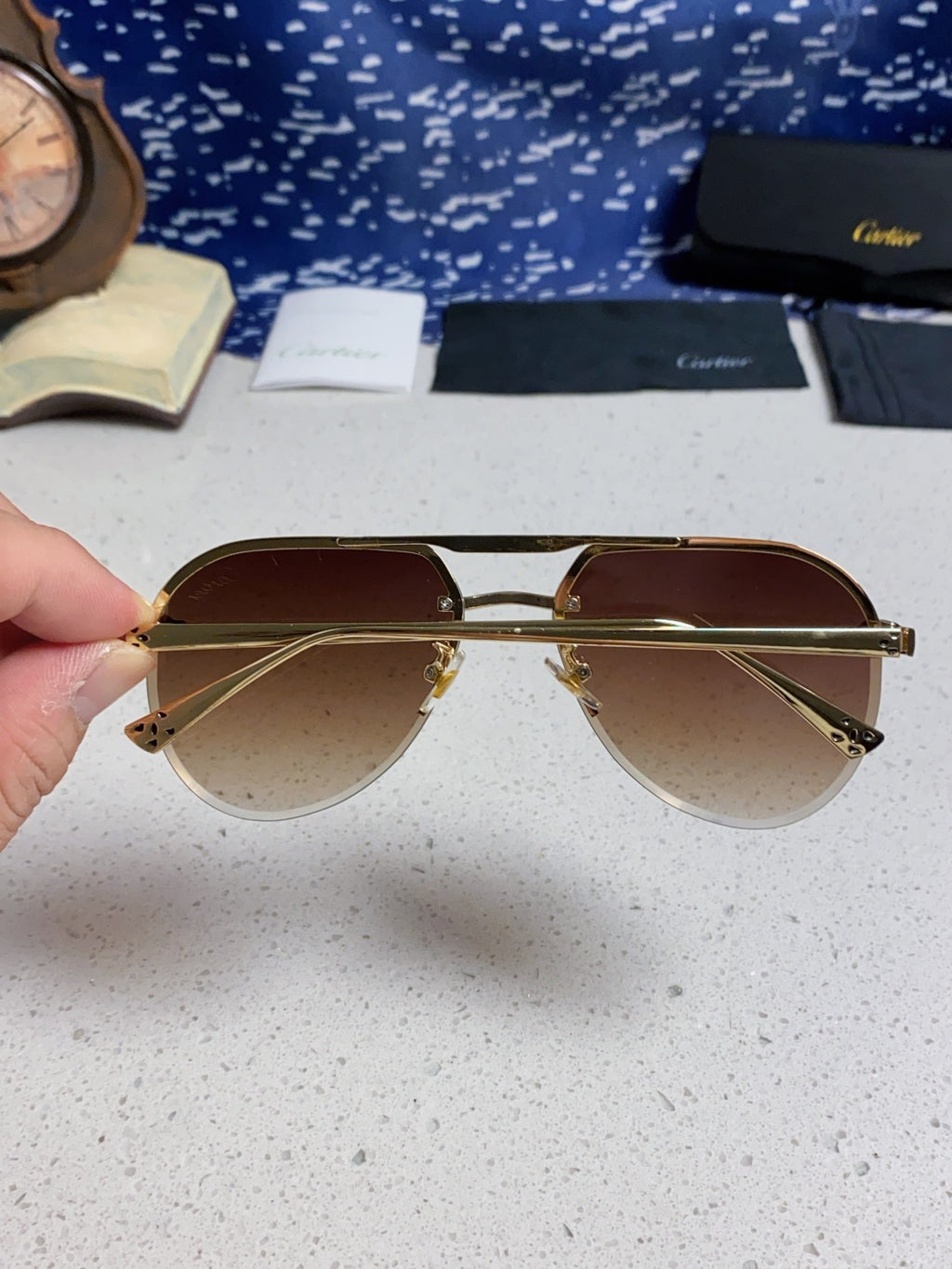 Cartier Metal Round Red Lens Sunglasses for Men & Women - detail image 5