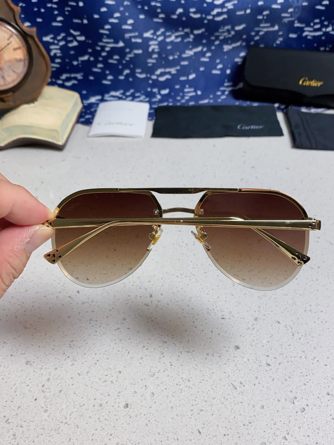 Cartier Metal Round Red Lens Sunglasses for Men & Women - detail image 5