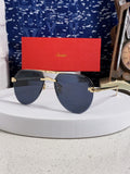 Cartier Metal Round Black Lens Sunglasses for Men & Women - 358538