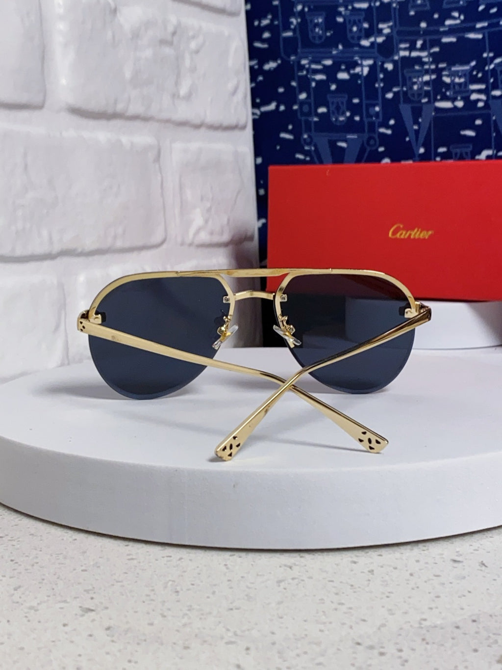 Cartier Metal Round Black Lens Sunglasses for Men & Women - 358538 - detail image 3