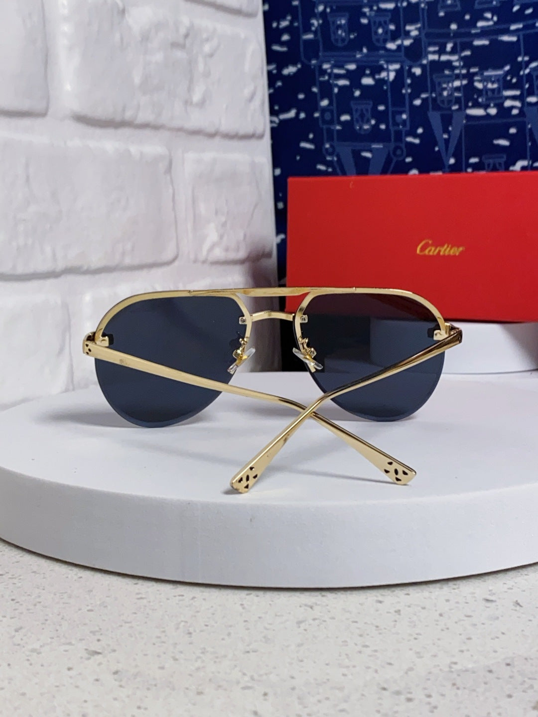 Cartier Metal Round Black Lens Sunglasses for Men & Women - 358538 - detail image 3