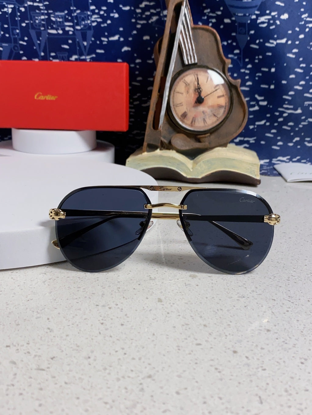 Cartier Metal Round Black Lens Sunglasses for Men & Women - 358538 - detail image 9