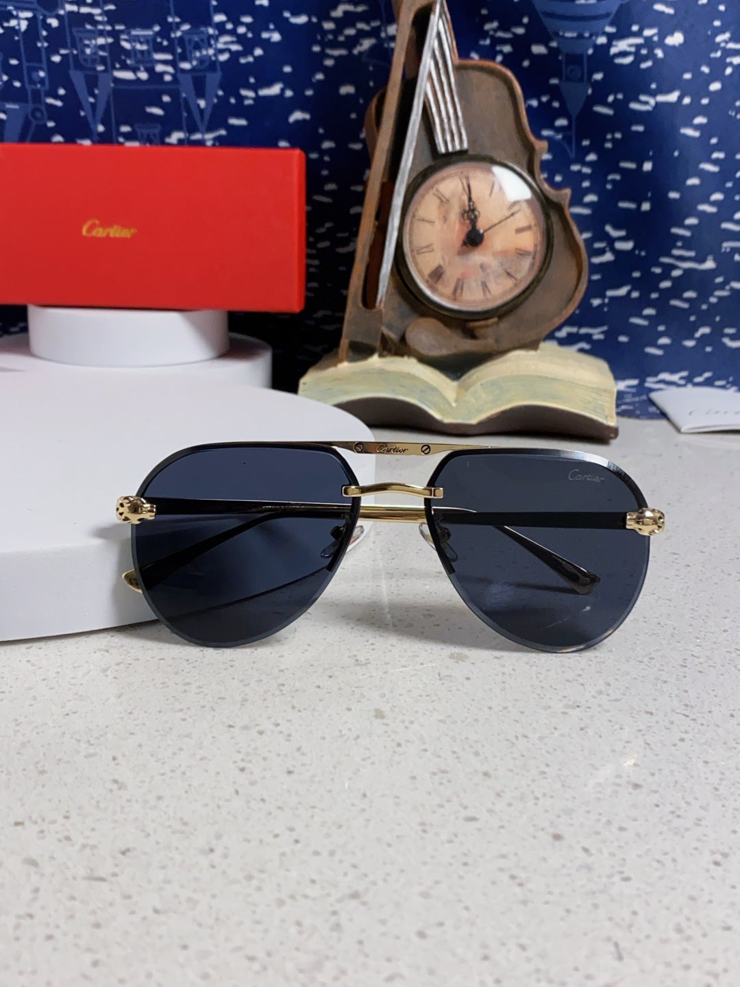 Cartier Metal Round Black Lens Sunglasses for Men & Women - 358538 - detail image 9