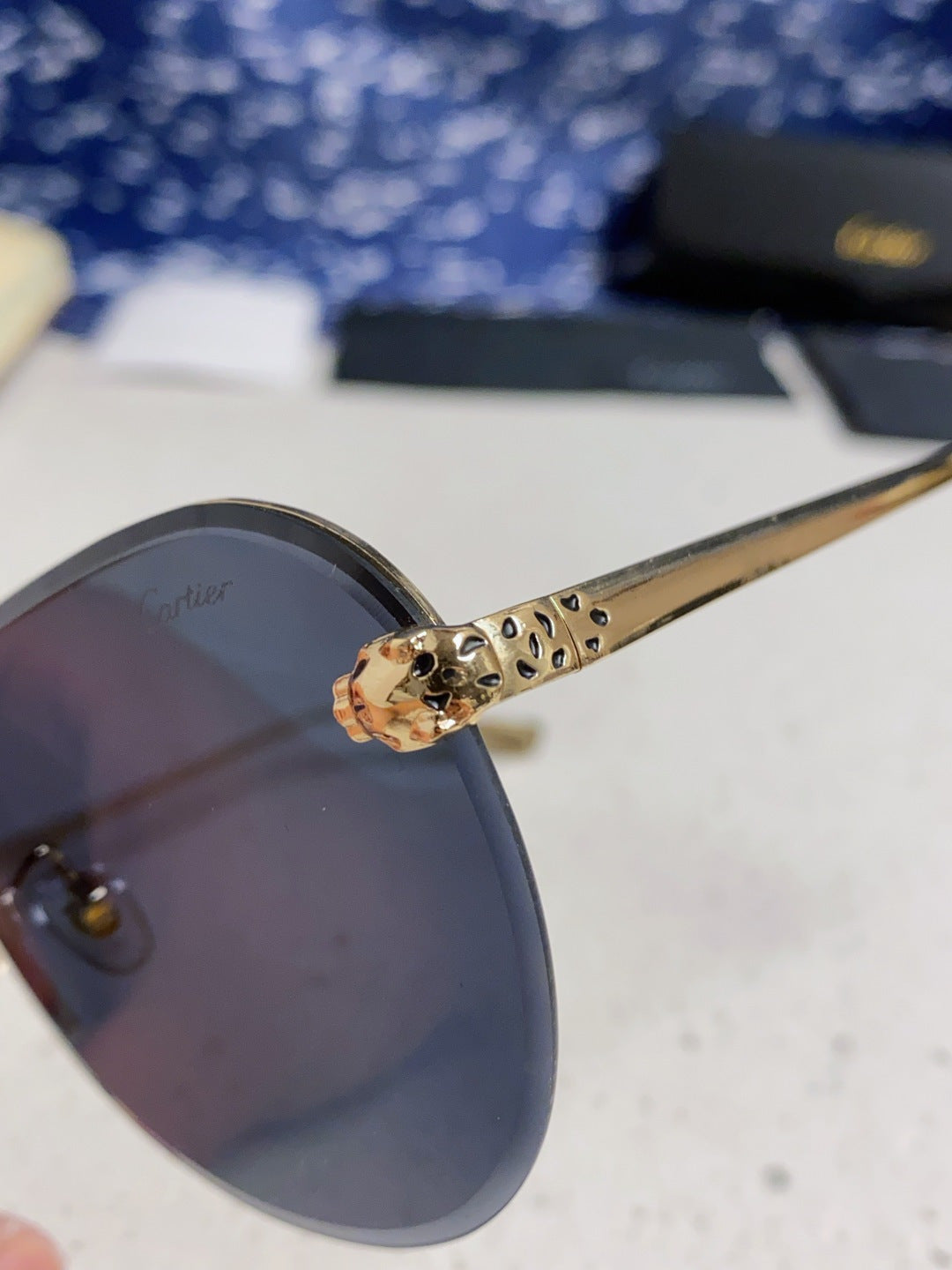 Cartier Metal Round Black Lens Sunglasses for Men & Women - 358538 - detail image 7