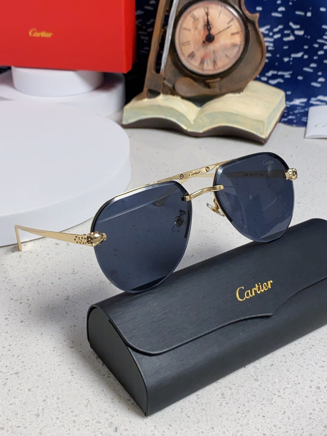 Cartier Metal Round Black Lens Sunglasses for Men & Women - 358538 - detail image 10