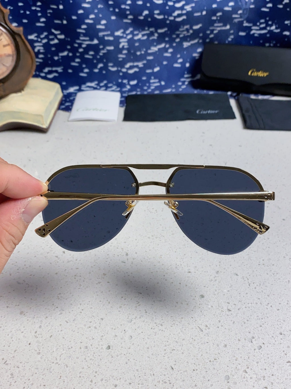 Cartier Metal Round Black Lens Sunglasses for Men & Women - 358538 - detail image 5