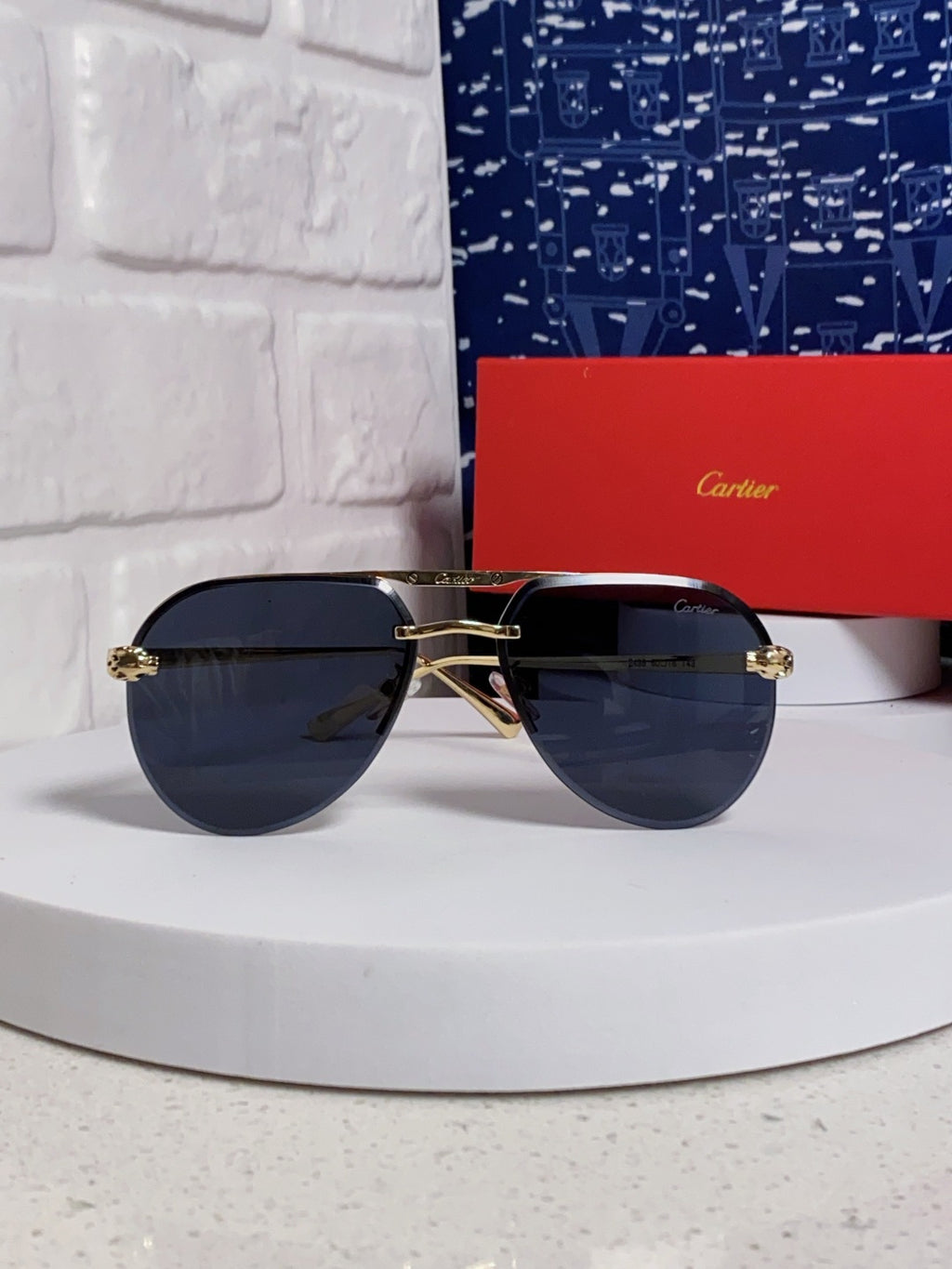 Cartier Metal Round Black Lens Sunglasses for Men & Women - 358538 - detail image 2