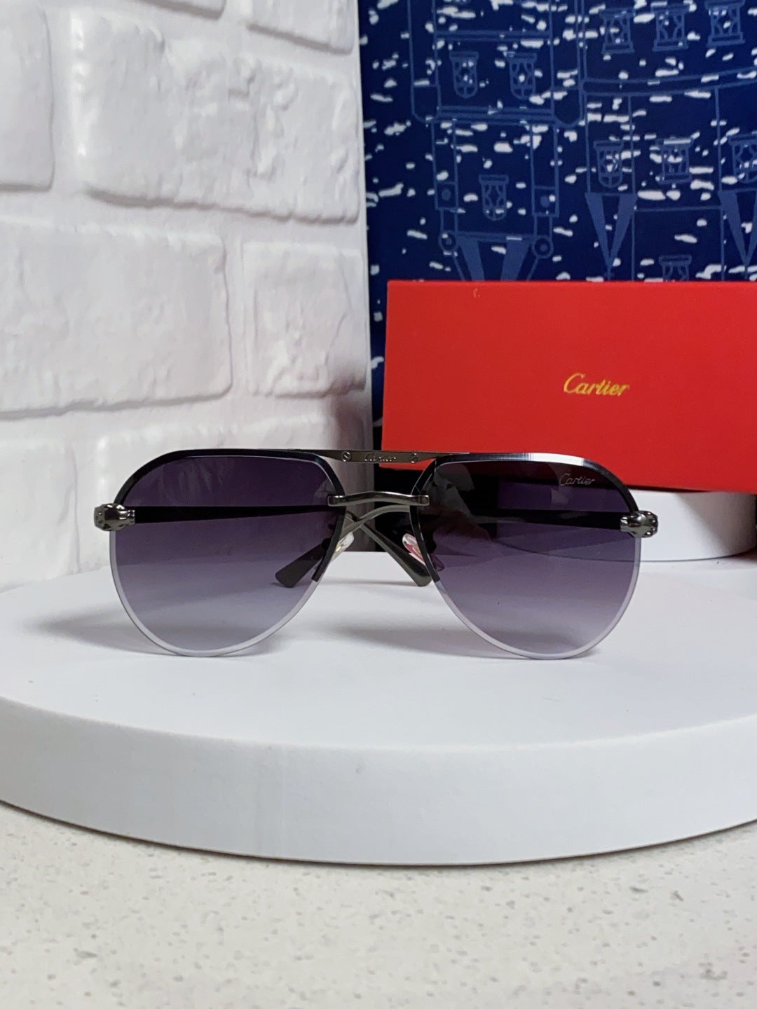 Cartier Metal Round Silver Lens Sunglasses for Men & Women - 358539 - detail image 2