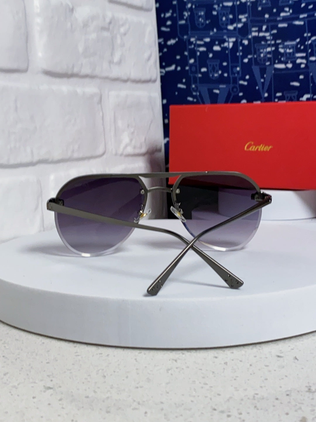 Cartier Metal Round Silver Lens Sunglasses for Men & Women - 358539 - detail image 3