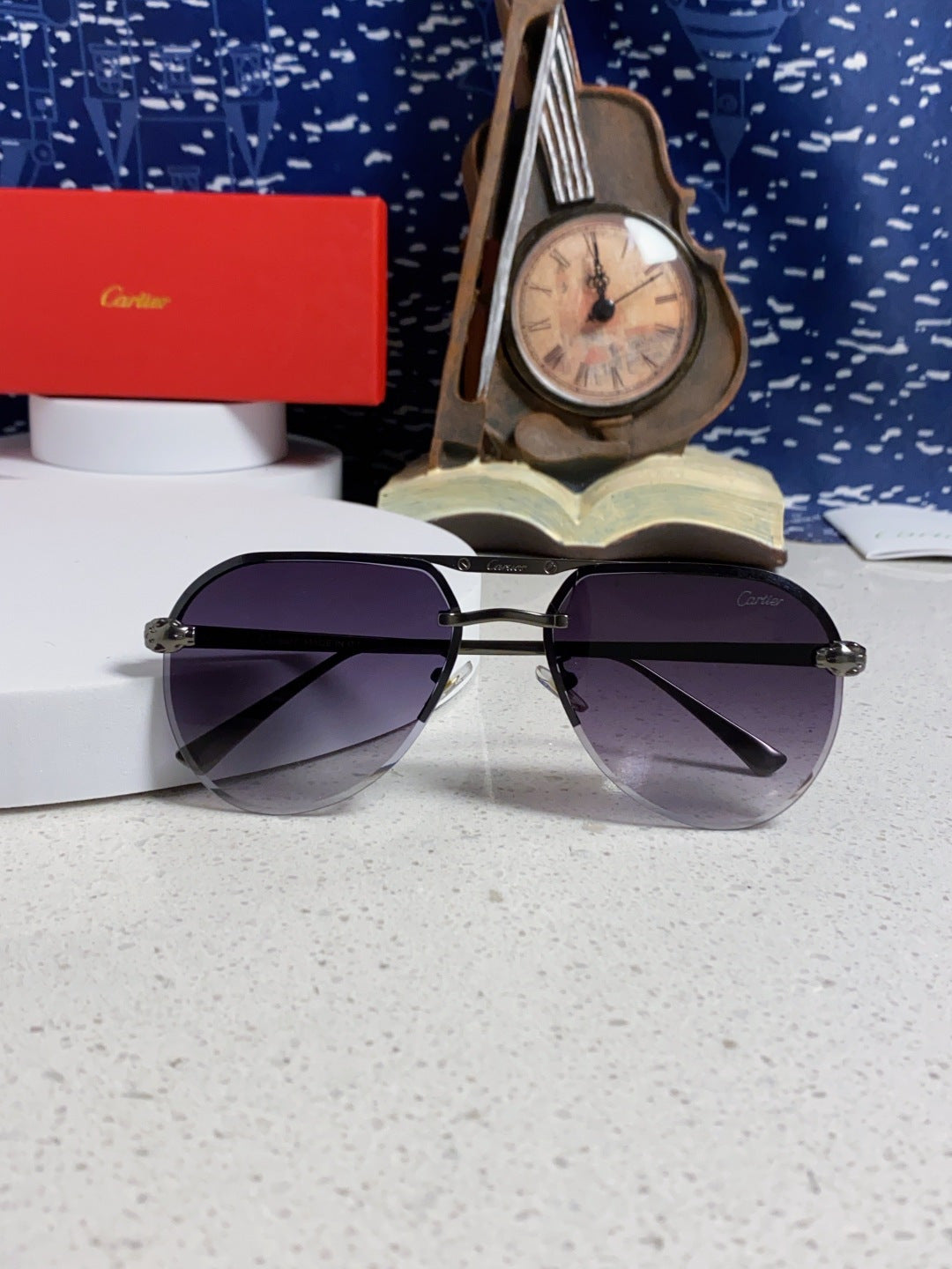Cartier Metal Round Silver Lens Sunglasses for Men & Women - 358539 - detail image 9