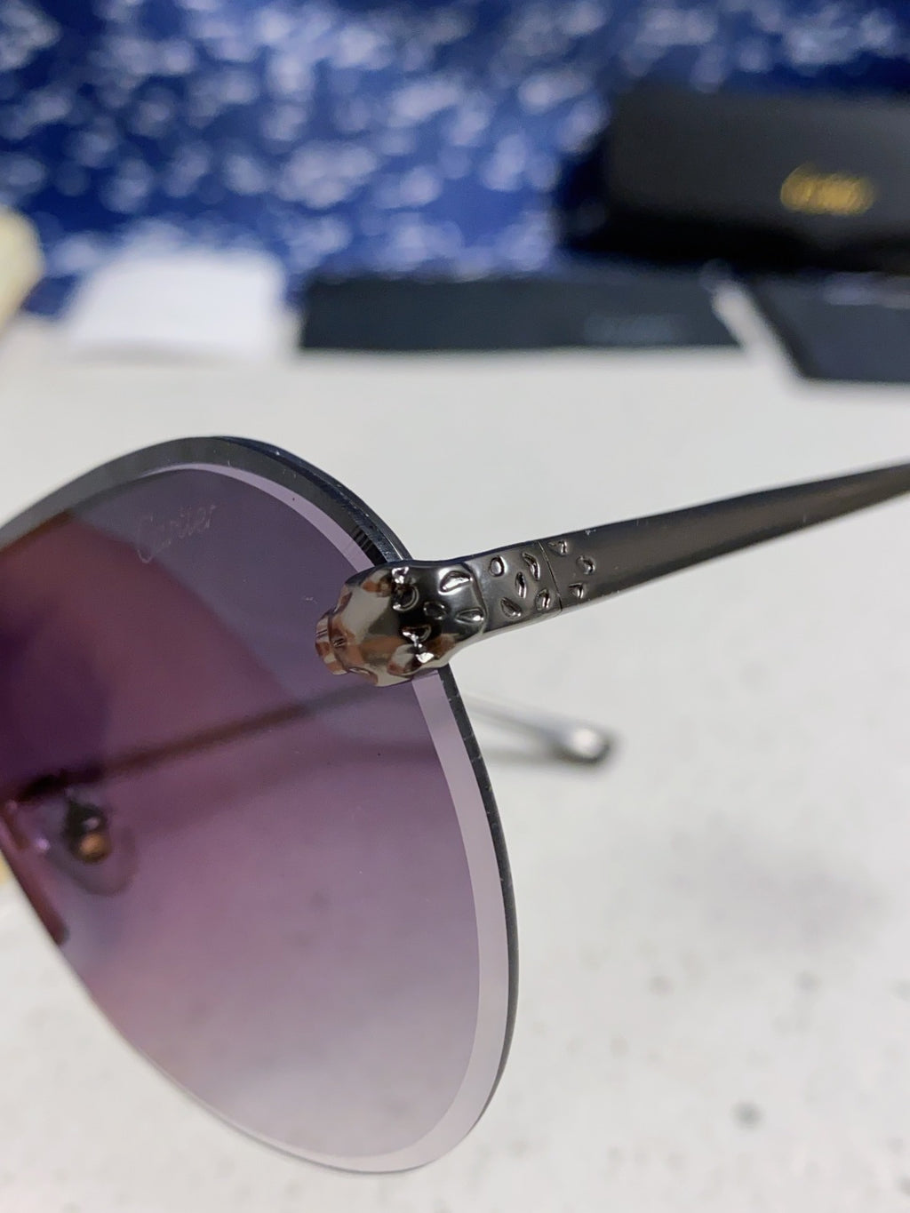 Cartier Metal Round Silver Lens Sunglasses for Men & Women - 358539 - detail image 7