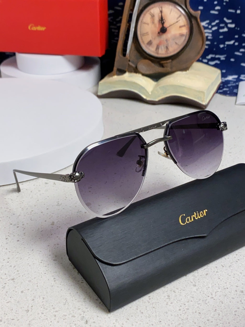 Cartier Metal Round Silver Lens Sunglasses for Men & Women - 358539 - detail image 10