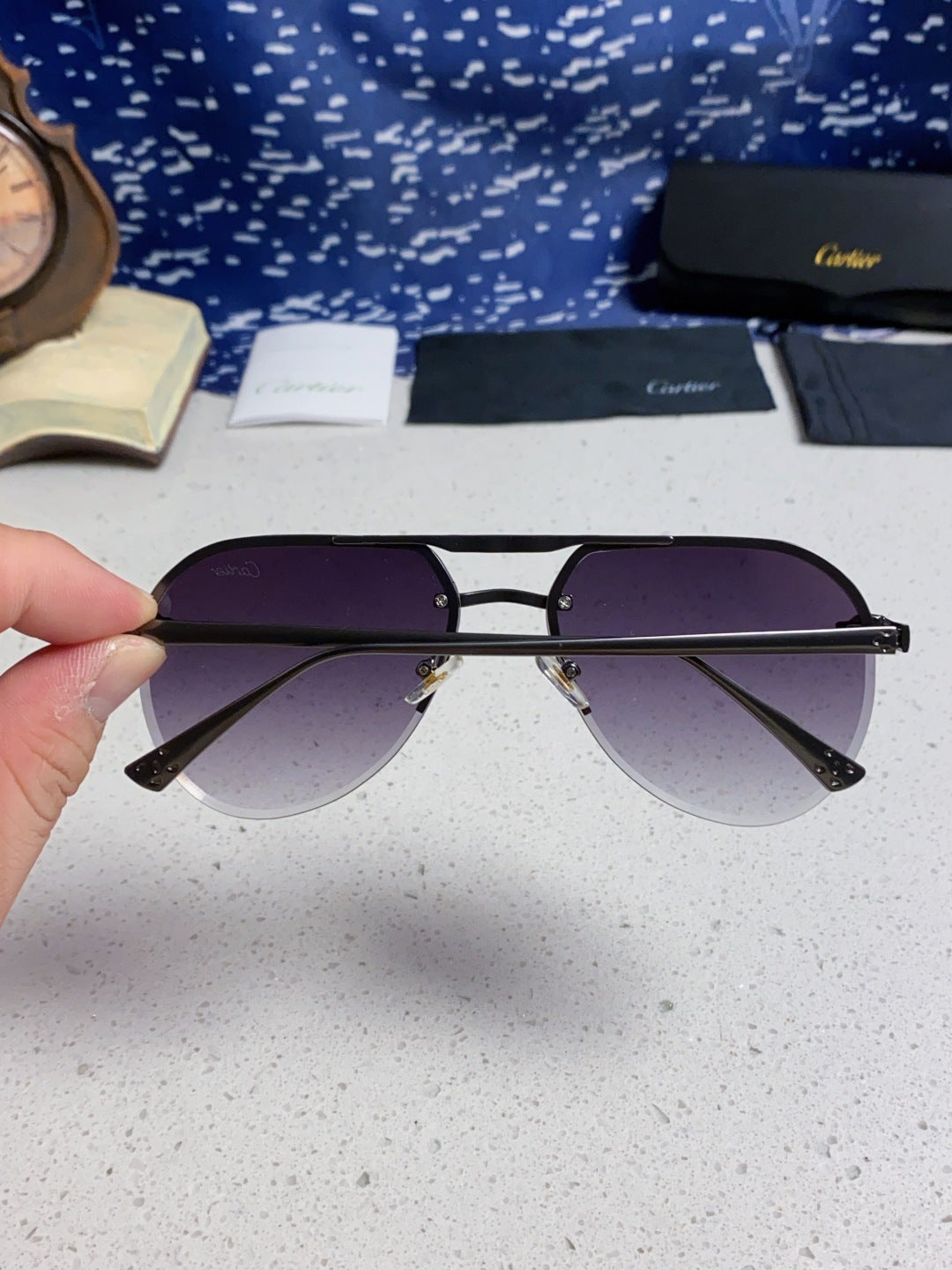 Cartier Metal Round Silver Lens Sunglasses for Men & Women - 358539 - detail image 5