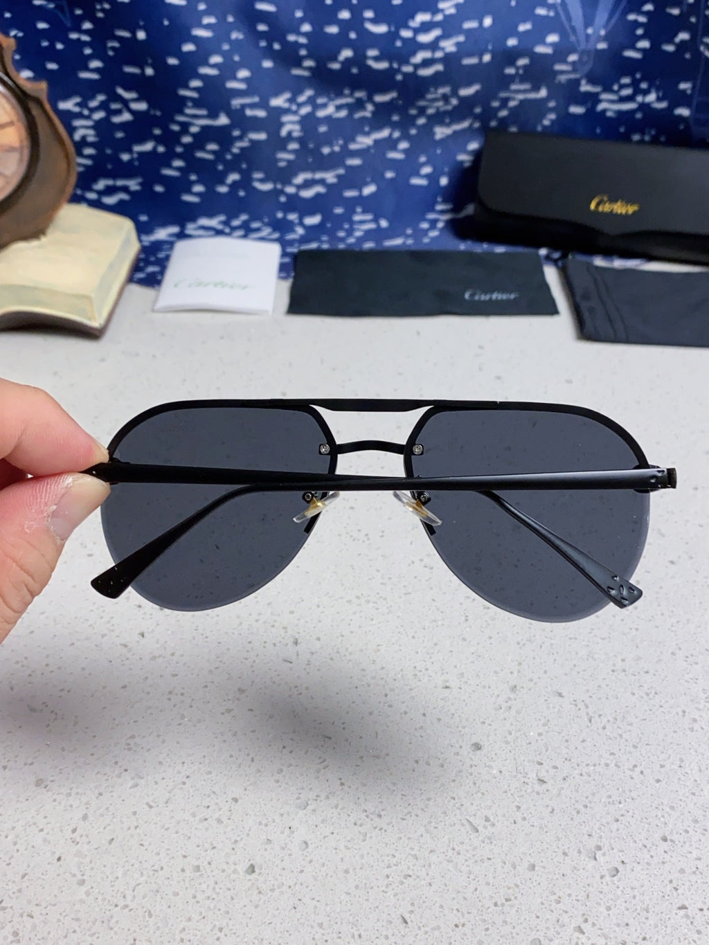 Cartier Metal Round Black Lens Sunglasses for Men & Women - detail image 5