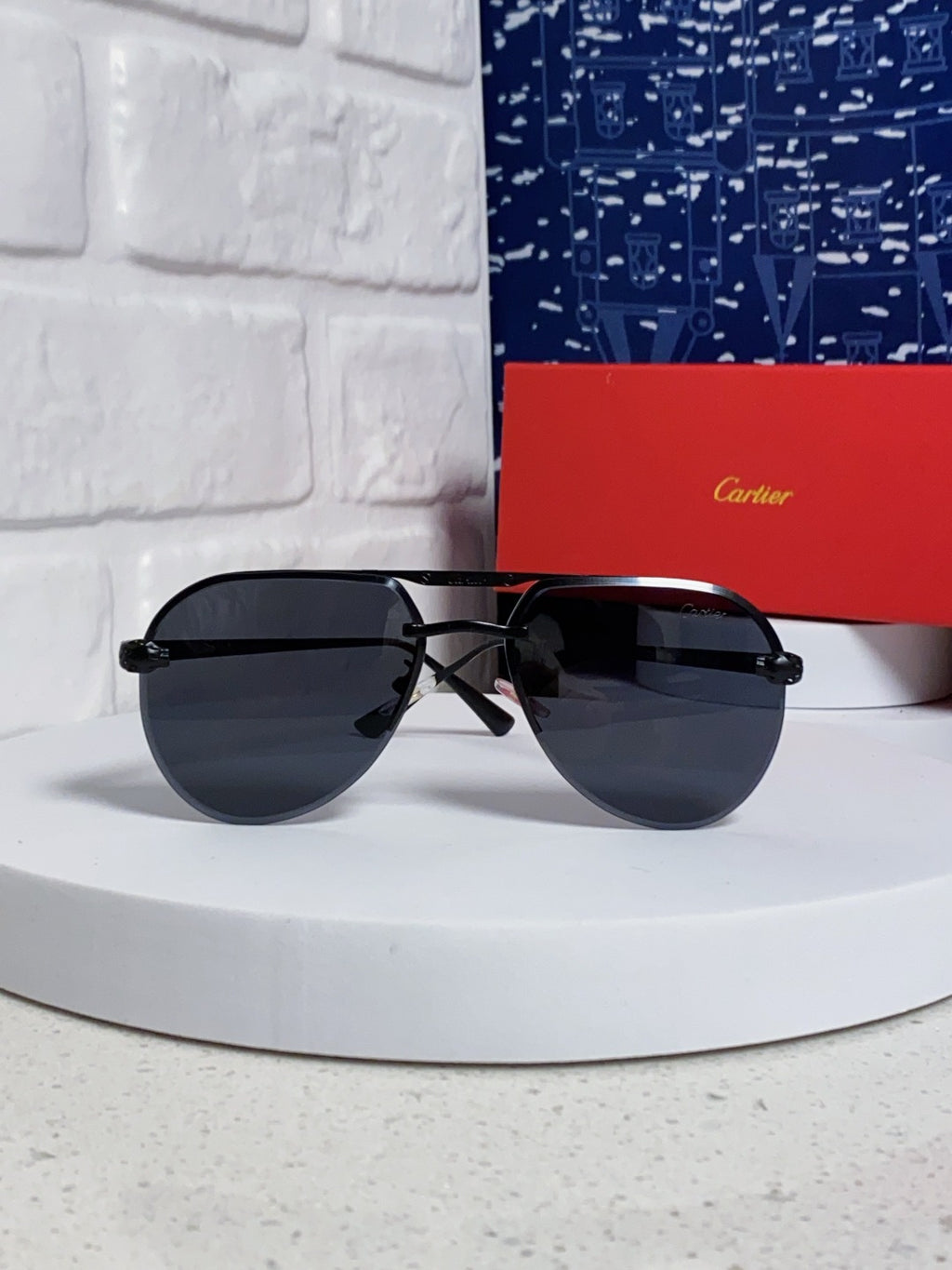 Cartier Metal Round Black Lens Sunglasses for Men & Women - 358540 - detail image 2