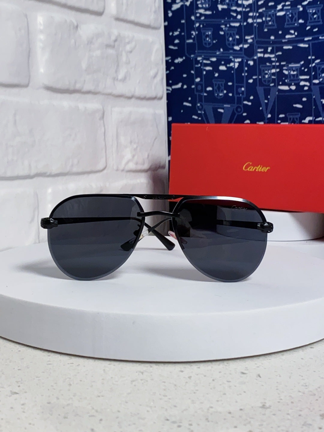 Cartier Metal Round Black Lens Sunglasses for Men & Women - 358540 - detail image 2