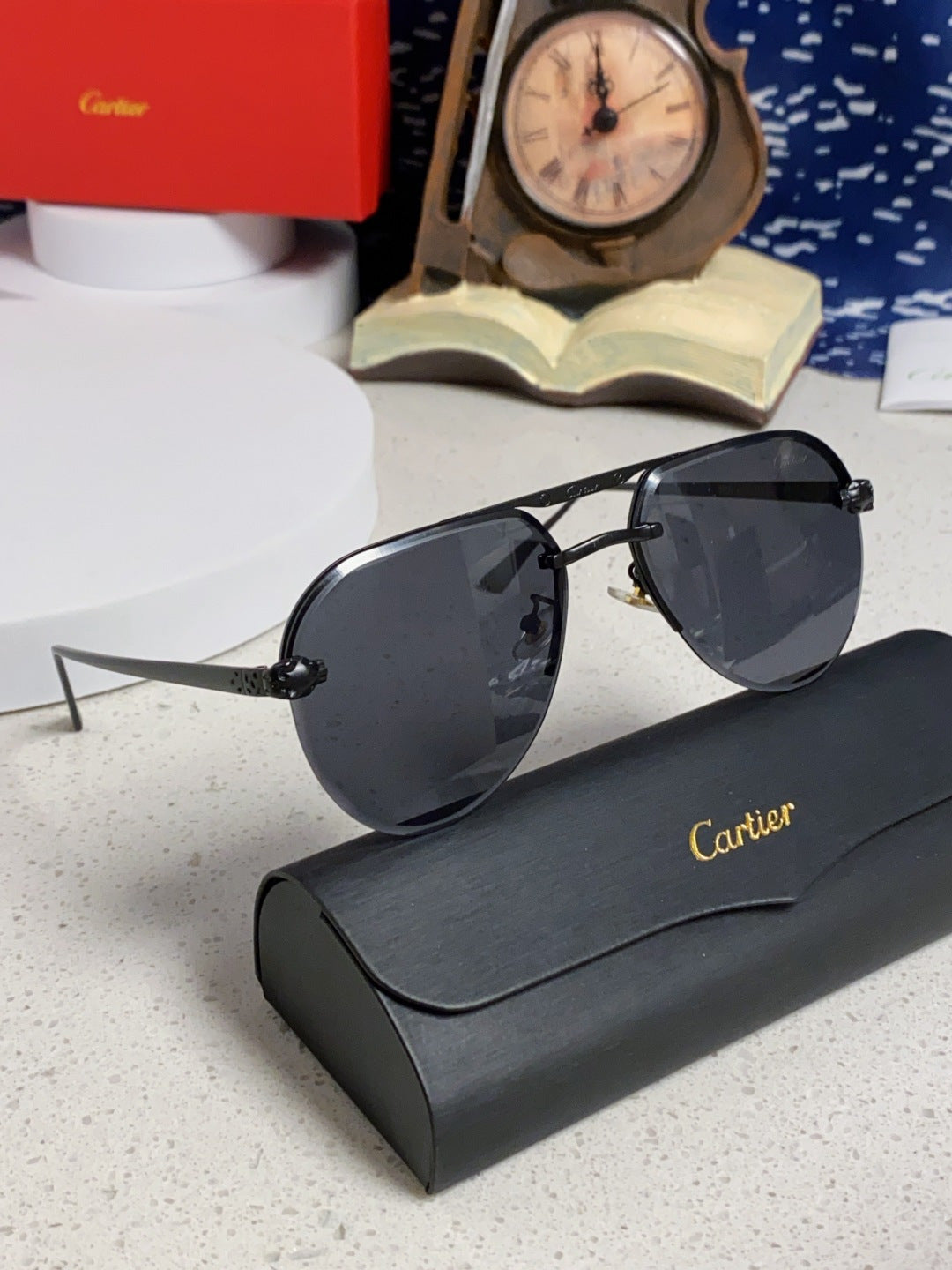 Cartier Metal Round Black Lens Sunglasses for Men & Women - detail image 10