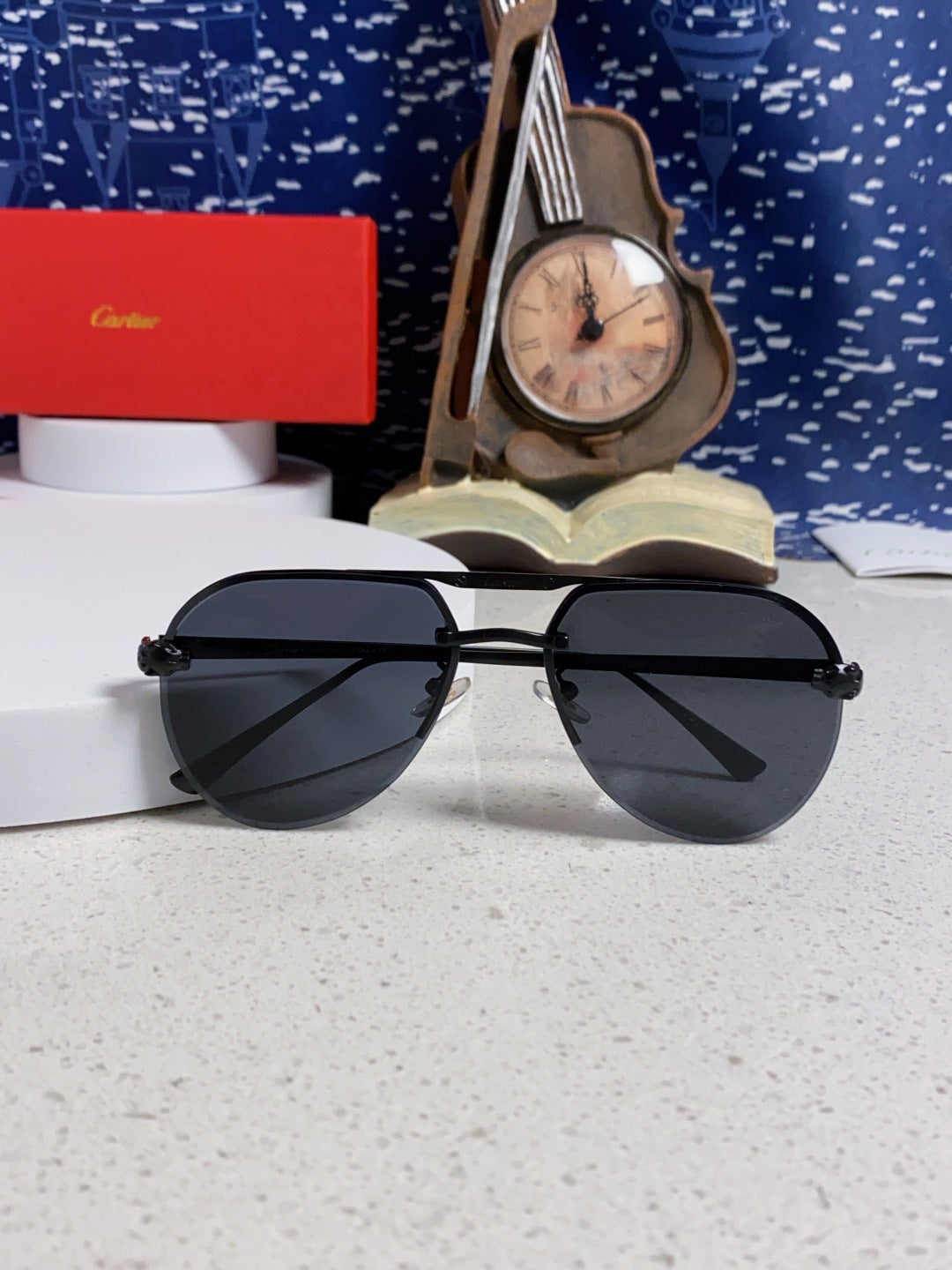 Cartier Metal Round Black Lens Sunglasses for Men & Women - 358540 - detail image 9