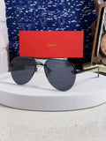 Cartier Metal Round Black Lens Sunglasses for Men & Women