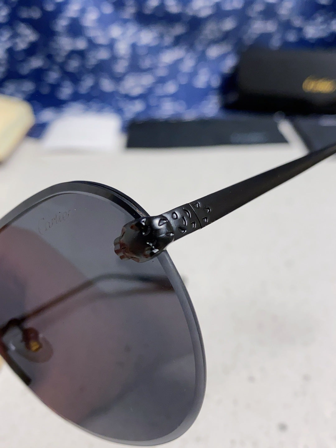 Cartier Metal Round Black Lens Sunglasses for Men & Women - 358540 - detail image 7