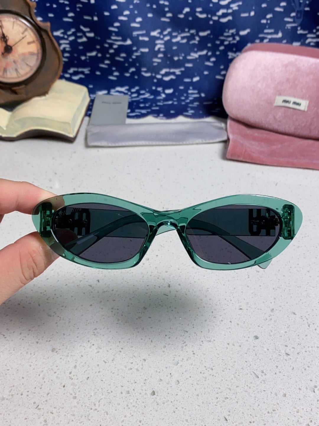 Miu Miu Cat-Eye Blue Lens Sunglasses for Men & Women - 358707 - detail image 4