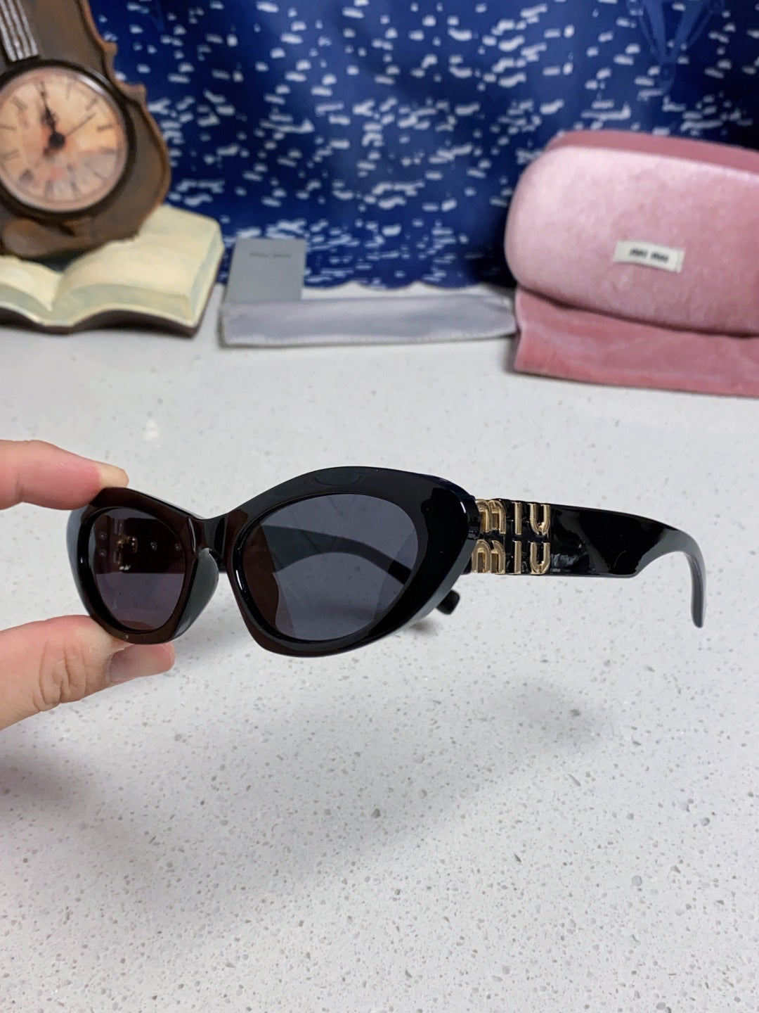 Miu Miu Cat-Eye Black Lens Sunglasses for Men & Women - 358705 - detail image 6