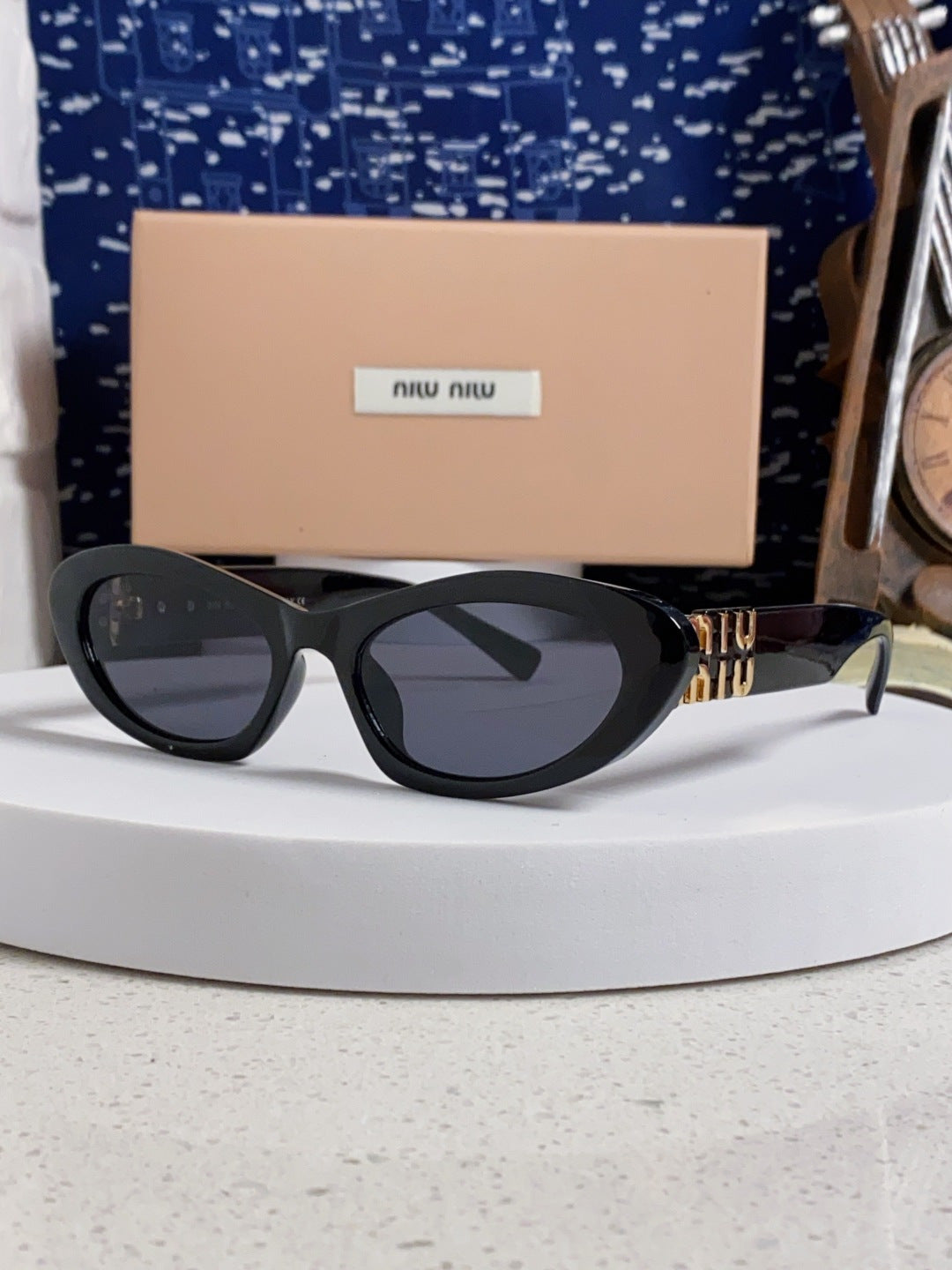 Miu Miu Cat-Eye Black Lens Sunglasses for Men & Women - 358705