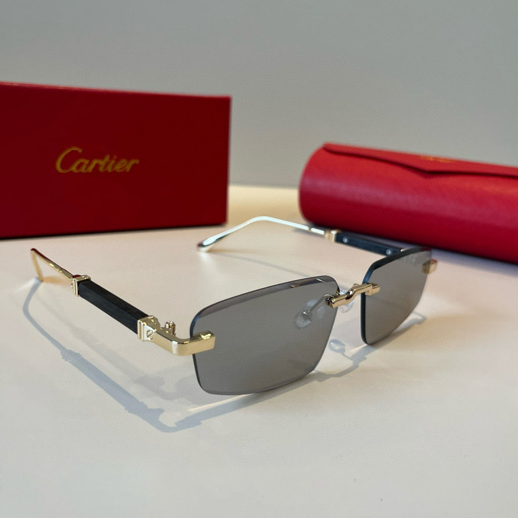 Cartier Lightweight Metal Rimless Silver Lens Sunglasses for Men & Wo - 935090
