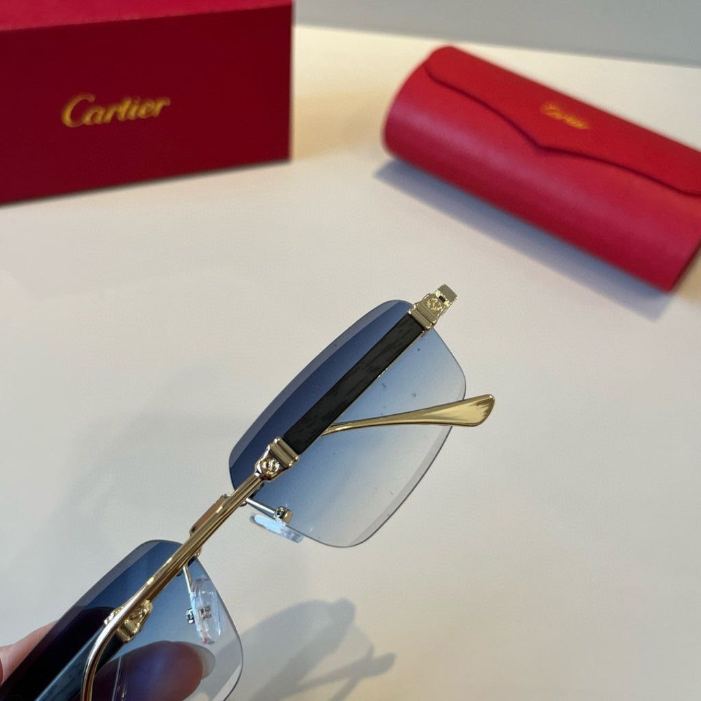Cartier Lightweight Metal Rimless Blue Lens Sunglasses for Men & Wome - 935092 - detail image 5