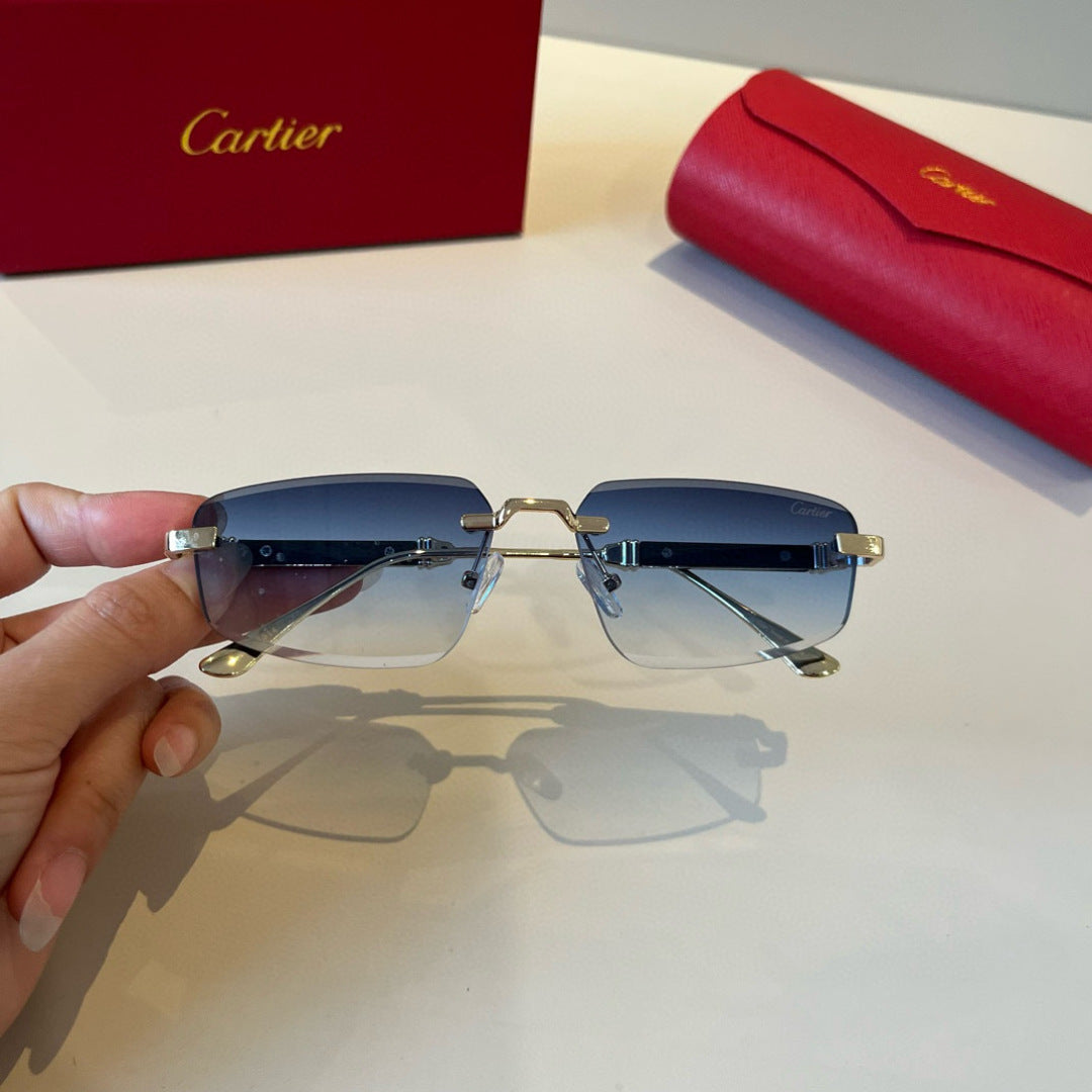 Cartier Lightweight Metal Rimless Blue Lens Sunglasses for Men & Wome - 935092 - detail image 9
